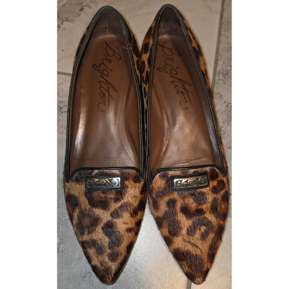 Brighton'Eve' Leopard‎ Print Calf Hair Pointed Toe Flats 9M  *Flaws See Pics